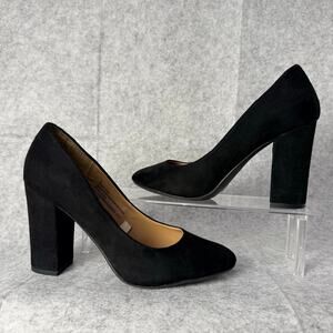 A New Day Black Faux Suede Block-Heel Pumps Size 6